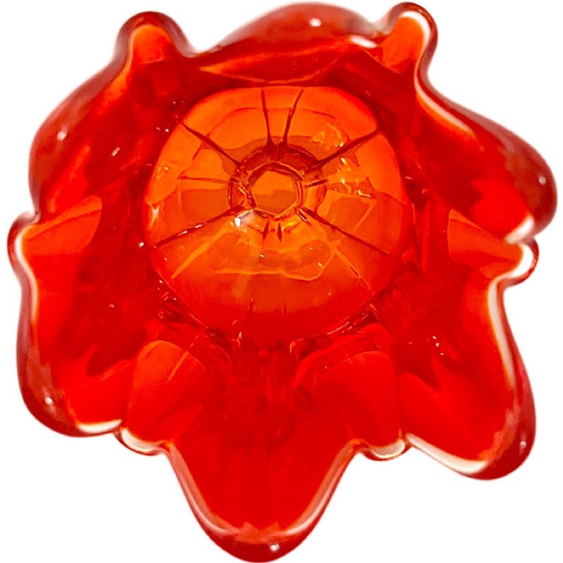 Vintage Viking Epic Swung Glass Handkerchief Vase Amberina 6 Petal Pedestal 6” Tall / 1950’s Viking Glass Vase
