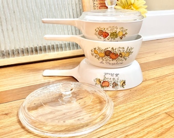 Vintage Corning Ware Spice of Life Cookware Set: 5 Piece Pots and Pans