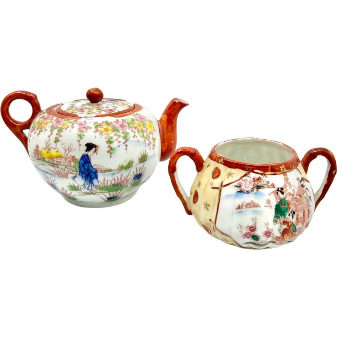 Vintage Japanese Nippon Hand Painted 14 Piece Geisha Tea Set Etsy