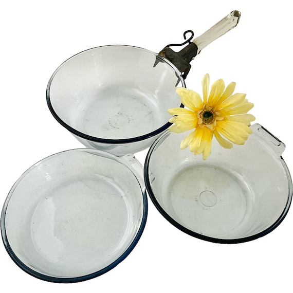 OLD PYREX FLAMEWARE 3個セット Vintage Pyrex Flameware SET of 3 Stovetop Glass Pots/pans