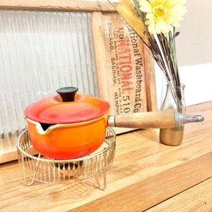 Vintage Le Creuset Flame Orange 6 Piece SET of 4 Pots and Pans / Flame Orange Le Creuset Cookware Set / Mid-Century Le Creuset Pots and Pans