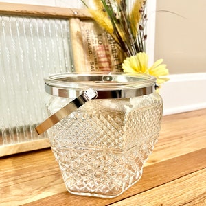Vintage Anchor Hocking Wexford Leaded Crystal Glass Ice Bucket / Vintage Wexford Ice Bucket