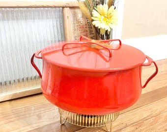Vintage Dansk Kobenstyle Red Enamel Dutch Oven: Mid-Century Cookware