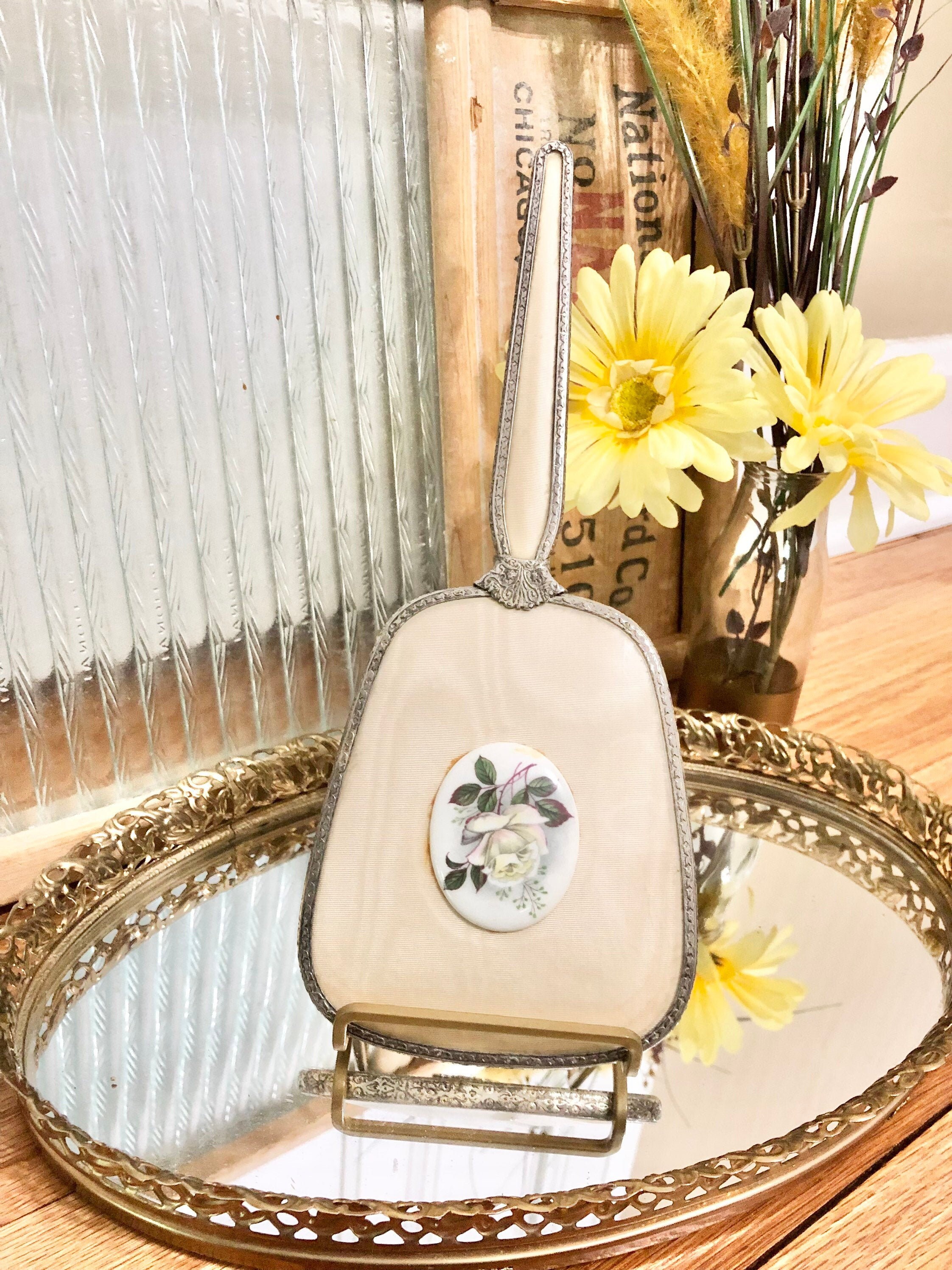 Vintage 1950's Vanity Hand Mirror Regent of London English Vintage 1950's Vanity Hand Mirror Regent of London English