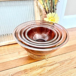 Vintage PYREX Amethyst/Cranberry Nested Ribbed Bottom Mixing Bowls Set of 4 / #322 #323, #325, and #326 / Cranberry Pyrex Vision