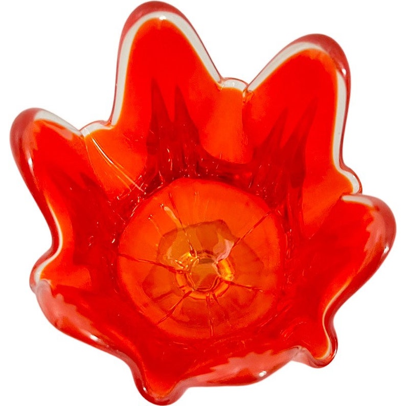Vintage Viking Epic Swung Glass Handkerchief Vase Amberina 6 Petal Pedestal 6” Tall / 1950’s Viking Glass Vase