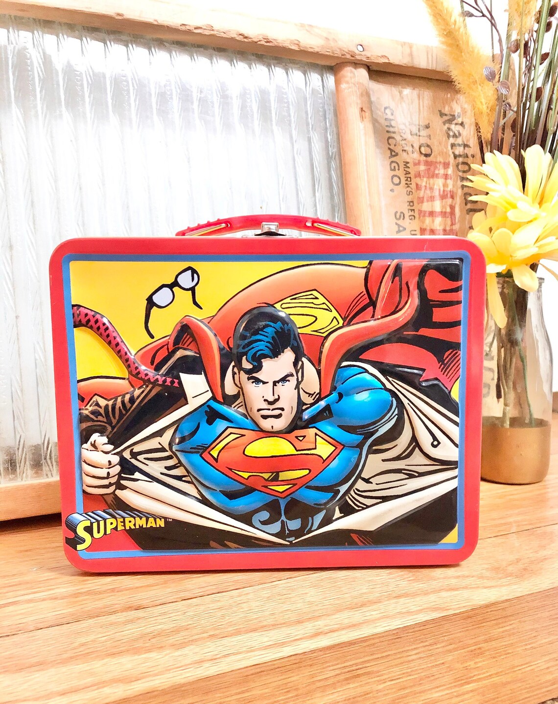 RARE Vintage Superman Metal Lunch Box / DC Comics 2001 Etsy