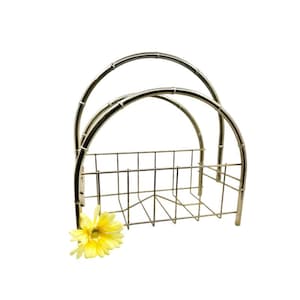 Vintage Mid-Century Modern Brass Bamboo Design Magazine Rack / MCM Magazine Rack / 1970’s Brass Bamboo Design Magazine Rack