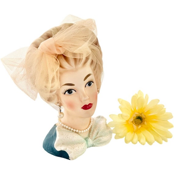 RARE Vintage Large Lady Head Vase by Relpo K1816 / 1950's Etsy