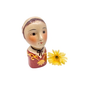 Vintage Scandinavian Lady Head Vase: Mid-Century Ceramic Decor