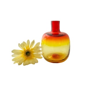 Vintage Blenko Glass Amberina Bud Vase