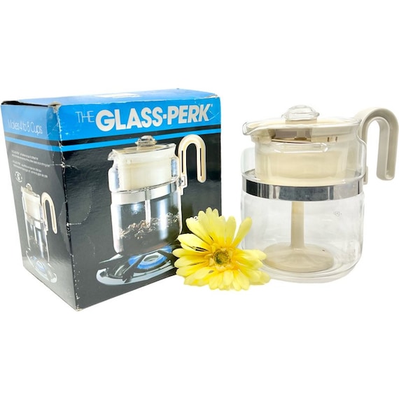 New Vintage Percolator/coffee Pot by Gemco / Heat Resistant Glass 4-6 Cup  Percolator / Stainless Steel Band Percolator With Original Box 