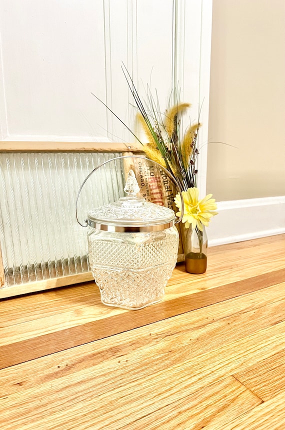 Vintage Anchor Hocking Wexford Crystal Ice Bucket with Lid