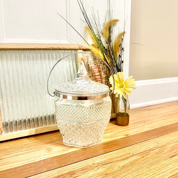 Vintage Anchor Hocking Wexford Leaded Crystal Glass Ice Bucket / Vintage Wexford Ice Bucket