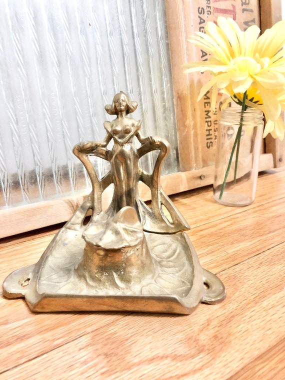 RARE Vintage 1920's Art Deco BRASS Inkwell Stand / Antique Etsy
