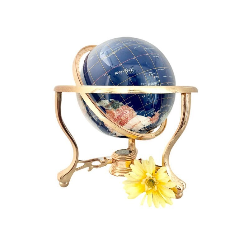 Vintage Terrestrial World Globe With Brass Stand 