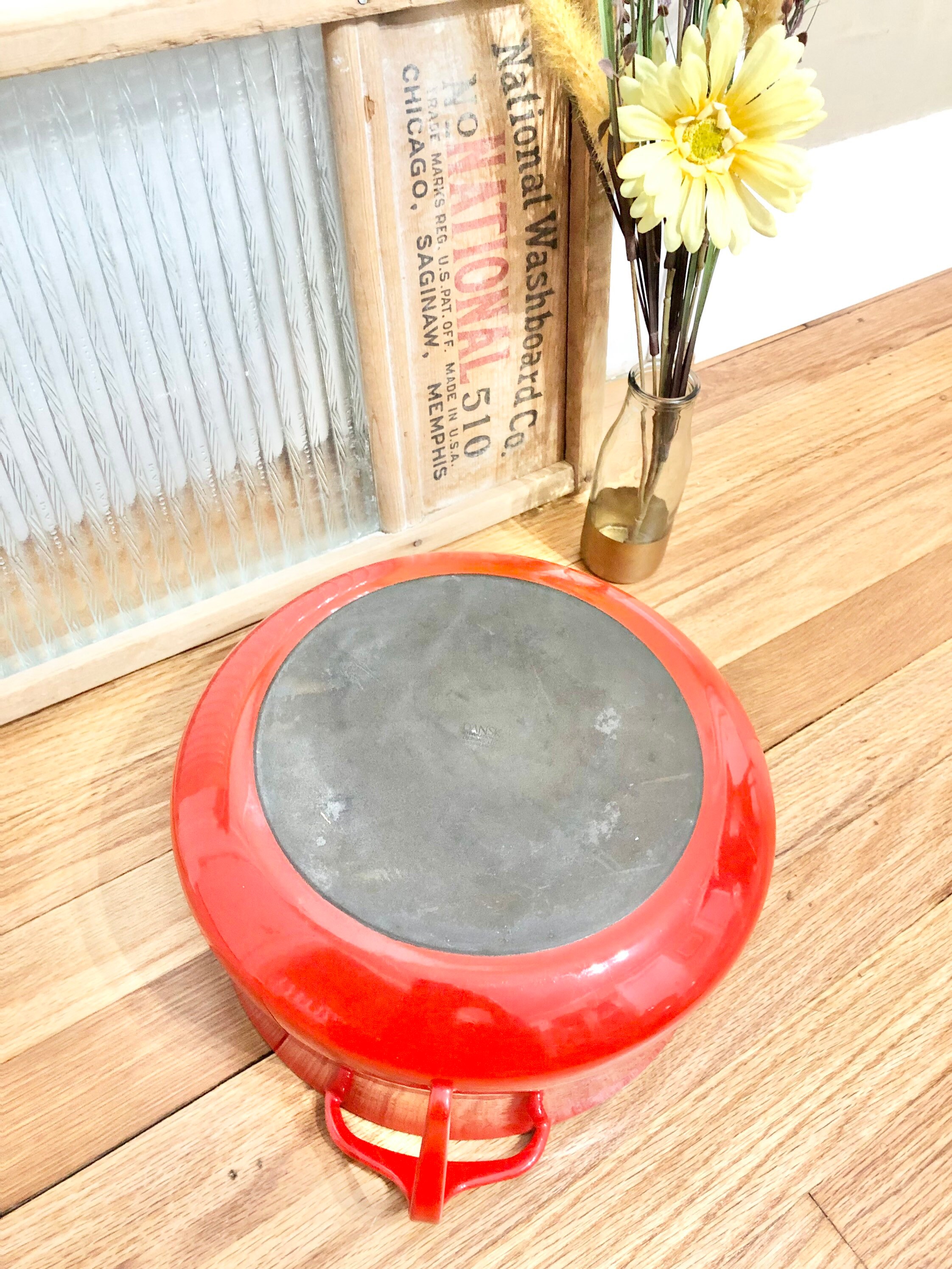 Vintage Dansk Kobenstyle Red Enamel Dutch Oven: Mid-century