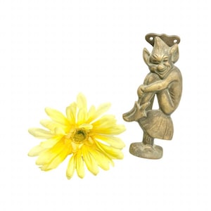 Vintage Brass Pixie Elf Door Knocker: Lucky Folklore Decor