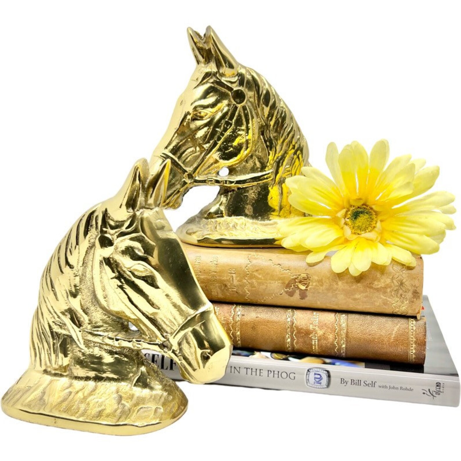 Vintage Bookends / Brass Horse Head Bookends / 1960's Etsy