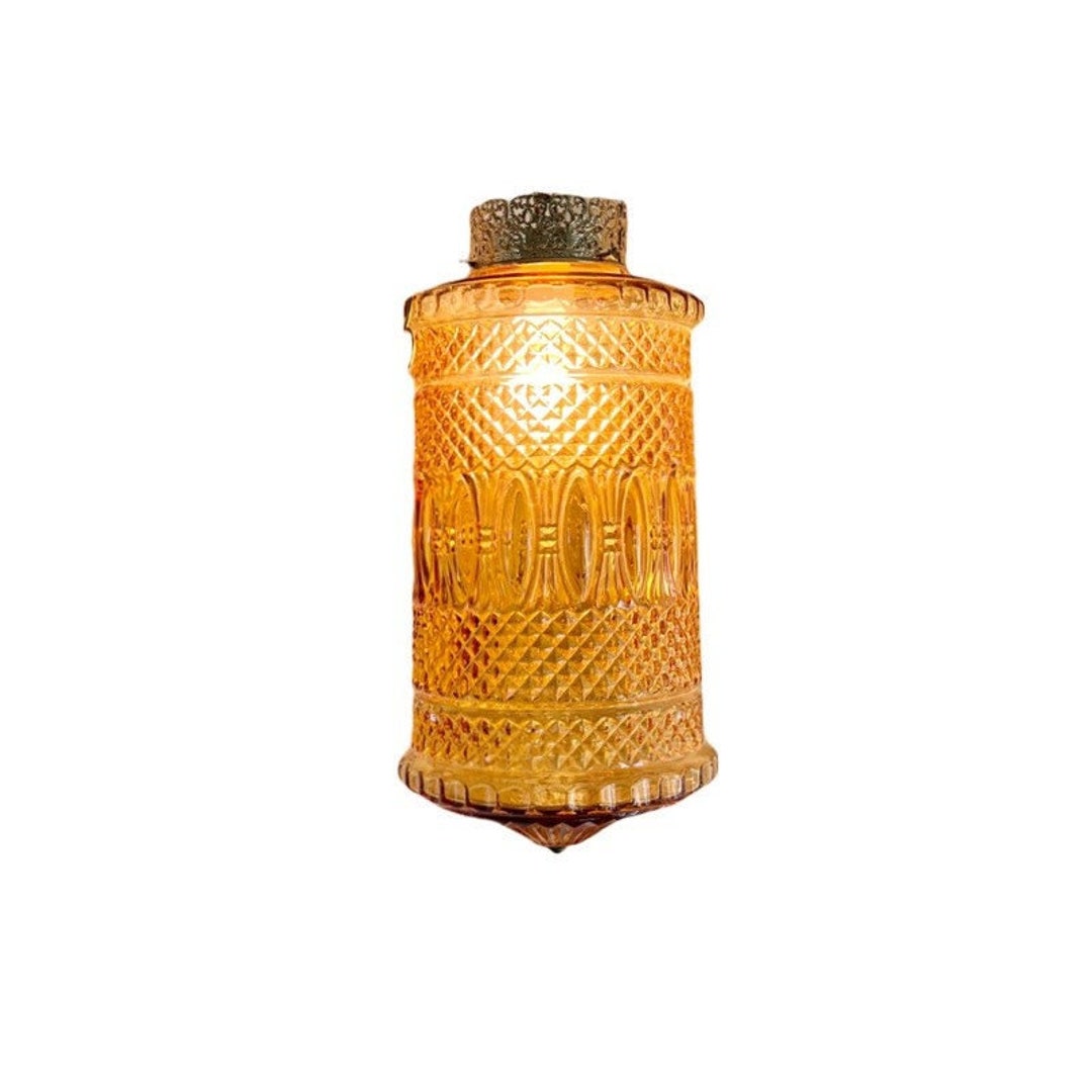Vintage STUNNING SWAG Lamp / Midcentury Large Amber Hanging Swag Lamp