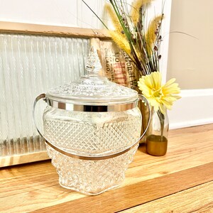 Vintage Anchor Hocking Wexford Leaded Crystal Glass Ice Bucket / Vintage Wexford Ice Bucket
