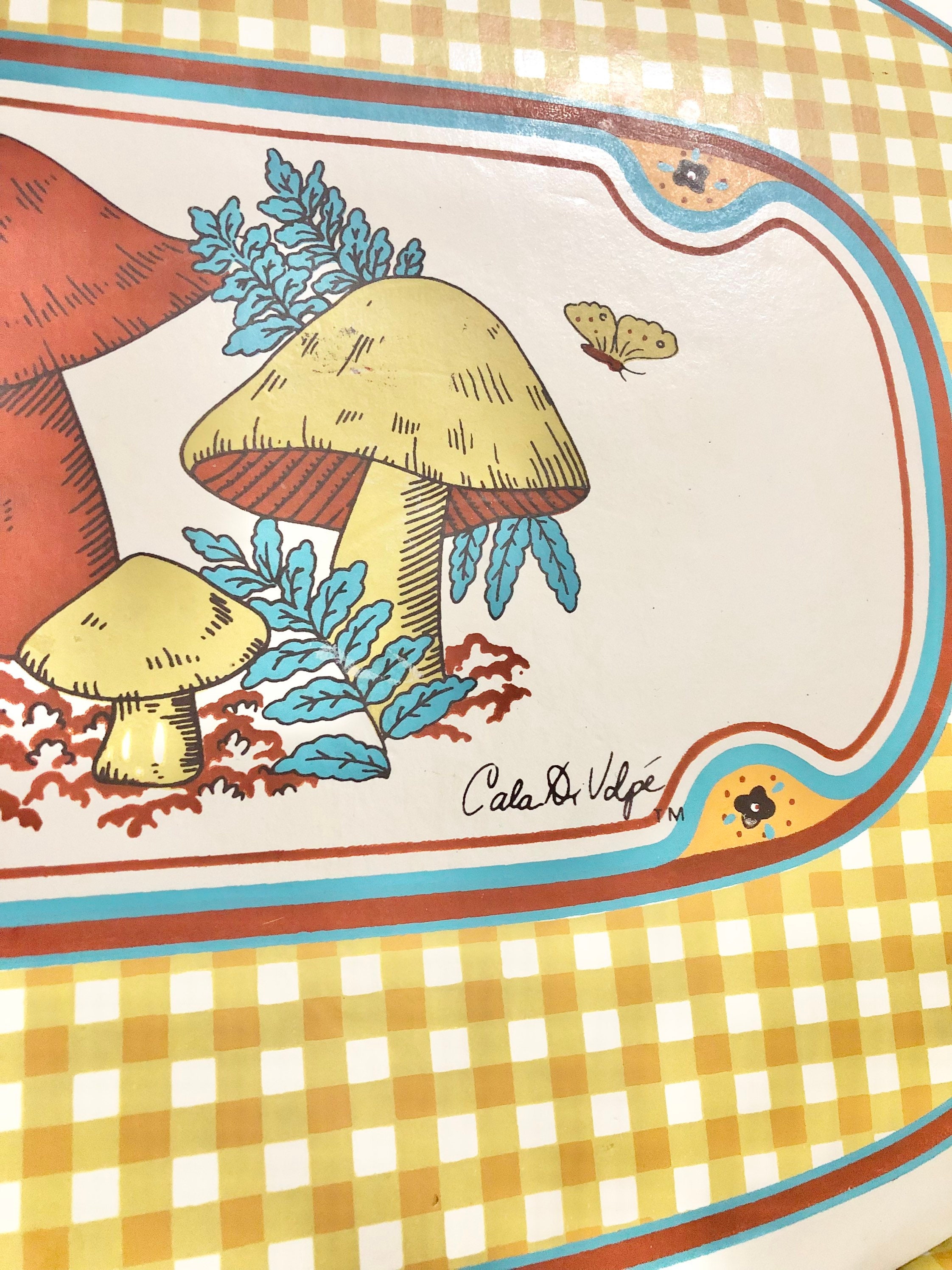Vintage Vinyl Mushroom Placemats SET of 3 / 1970's Vinyl Etsy