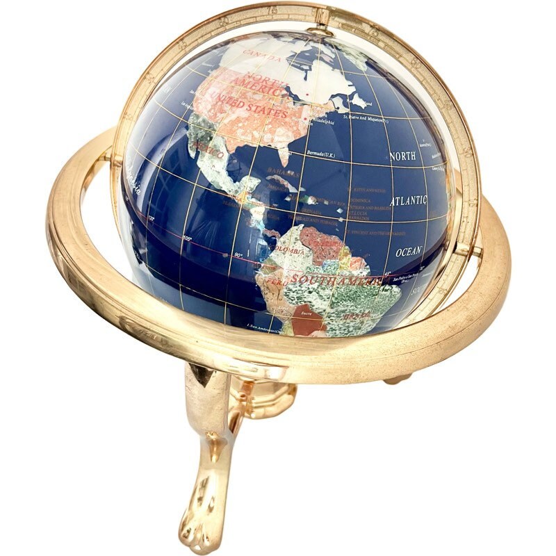 Rare Vintage World Globe Semi Precious Gemstone Inlay 16 Tall Etsy 日本