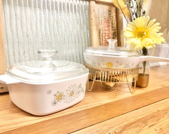 Vintage Corning Ware Floral Bouquet Casserole Dish and Skillet Set