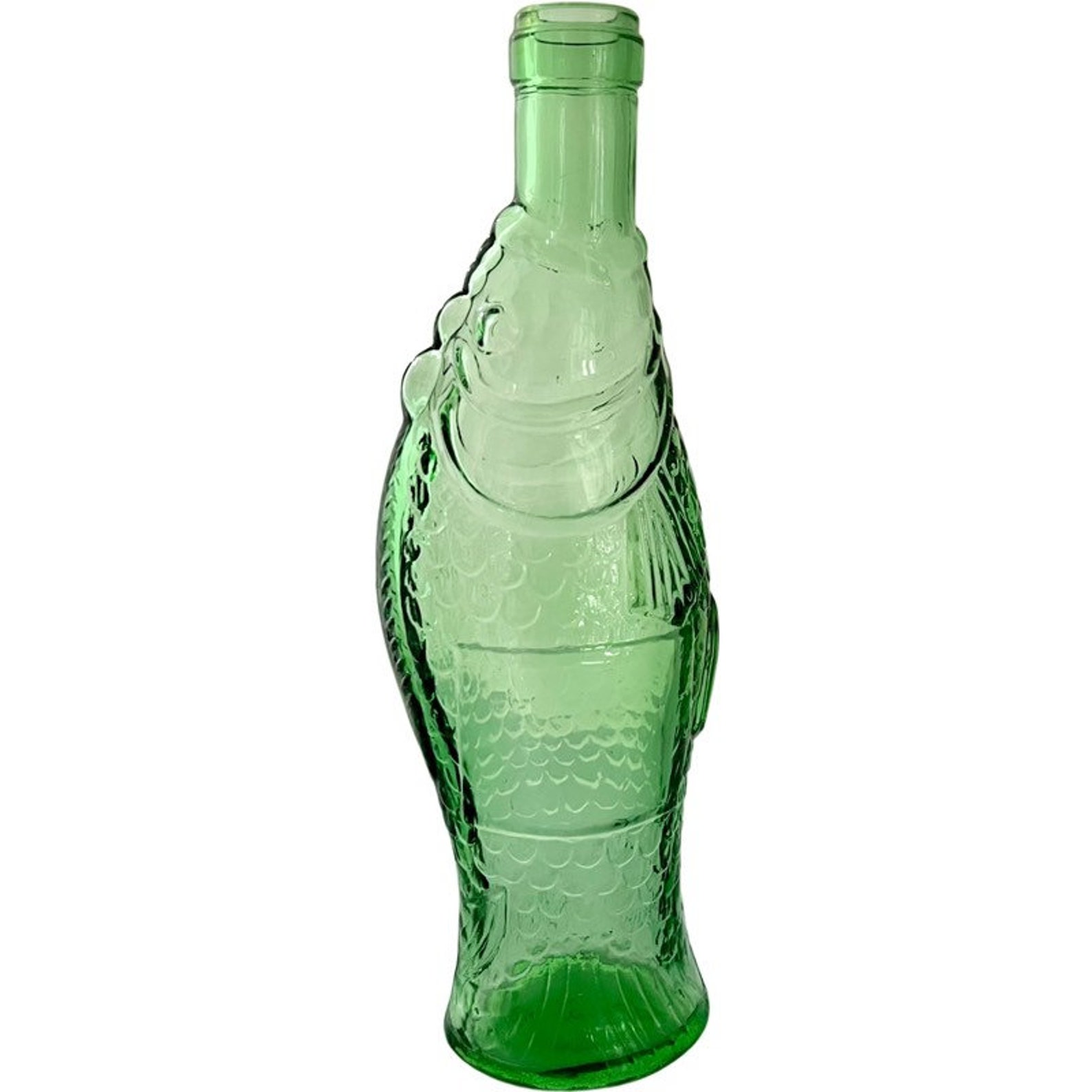 Vintage Green Glass Fish Bottle by Vetreria Estruca / Italian Etsy