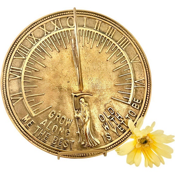 Vintage Collectible Solid Brass Sundial Grow Old Along With Me the Best is  yet to Be / 11.5flora & Fauna Sundial With Roman Numeral Numbers 