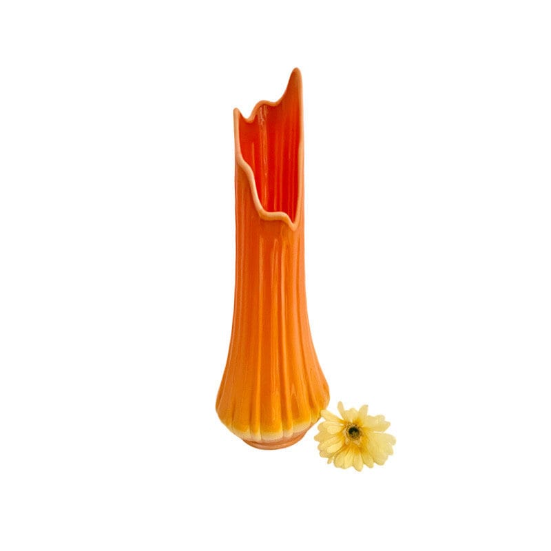 Vintage L.E. Smith Bittersweet Orange Swung Glass Vase - 20