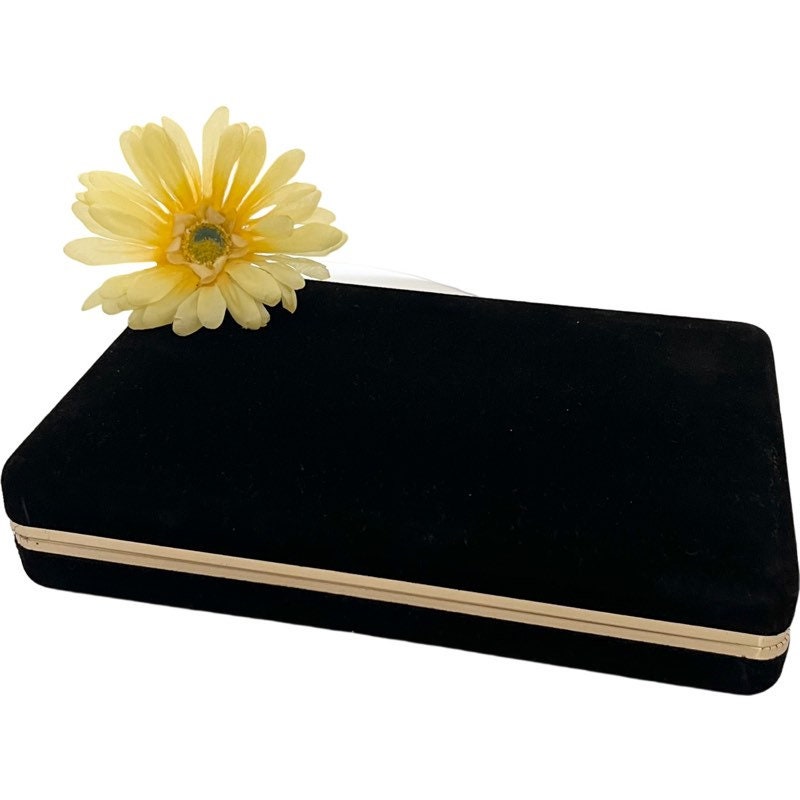 Vintage Large Black Velvet Jewelry Box With Mirror and Etsy