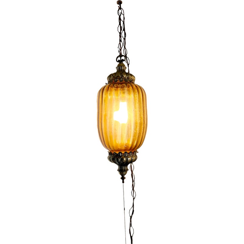 Vintage amber swag lamp deals