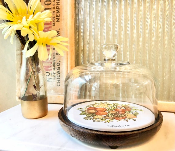 Vintage Goodwood Cheese Keeper/Tray With Glass Cover / Boho Cheese Keeper