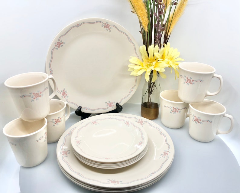 Vintage Corelle/corning English Breakfast Dinnerware 24 Piece Etsy