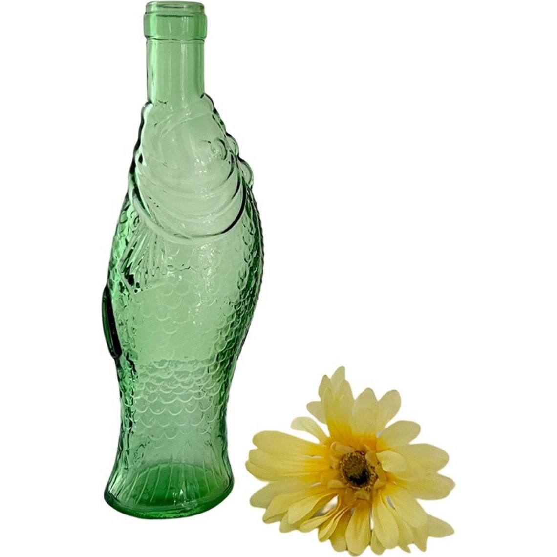 Vintage Green Glass Fish Bottle by Vetreria Estruca / Italian Etsy