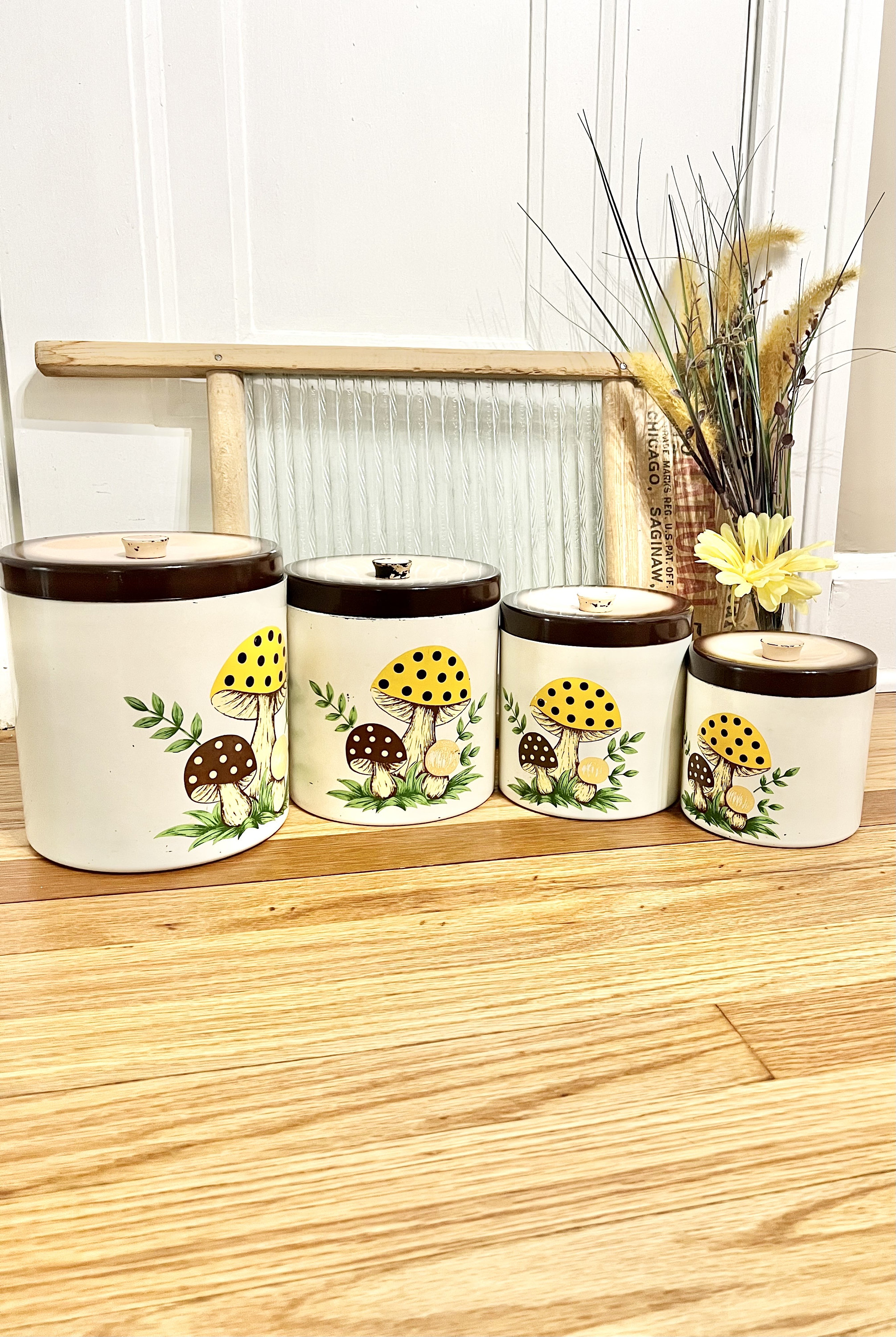 Vintage Merry Mushroom Canister Set: 1970s Sears Melmac Nesting