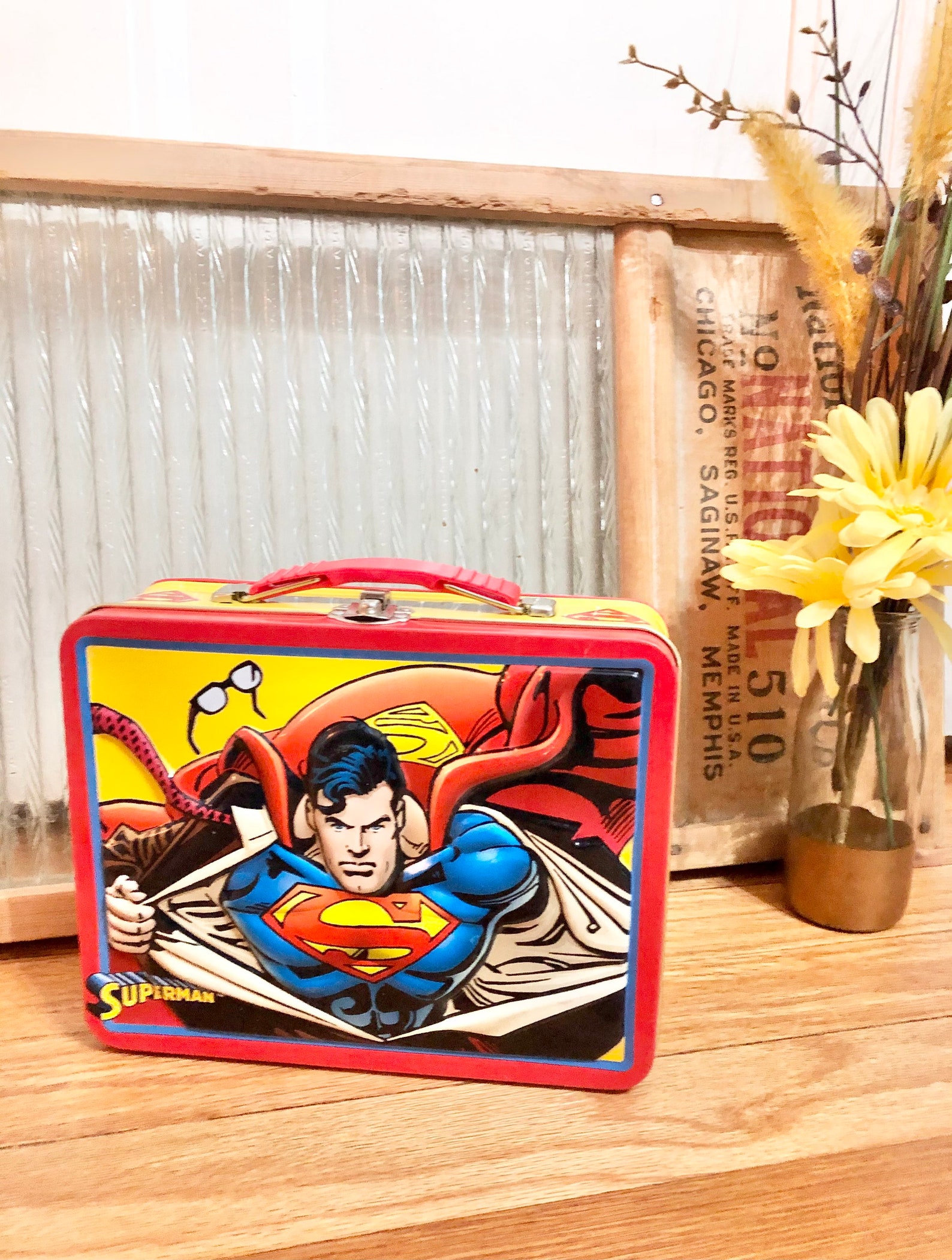 RARE Vintage Superman Metal Lunch Box / DC Comics 2001 Etsy