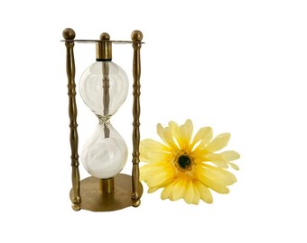 Vintage Hourglass / Collectible Decorative Hourglass in Brass and Glass by Penco