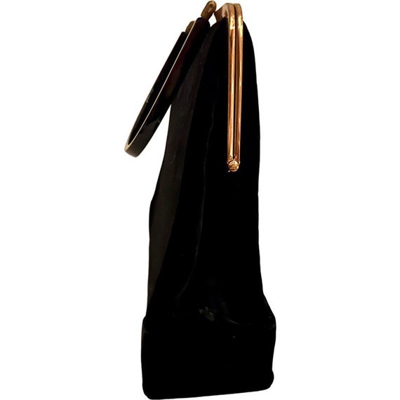 Vintage Handbag Black Velvet with Beads and Lucit… - image 4