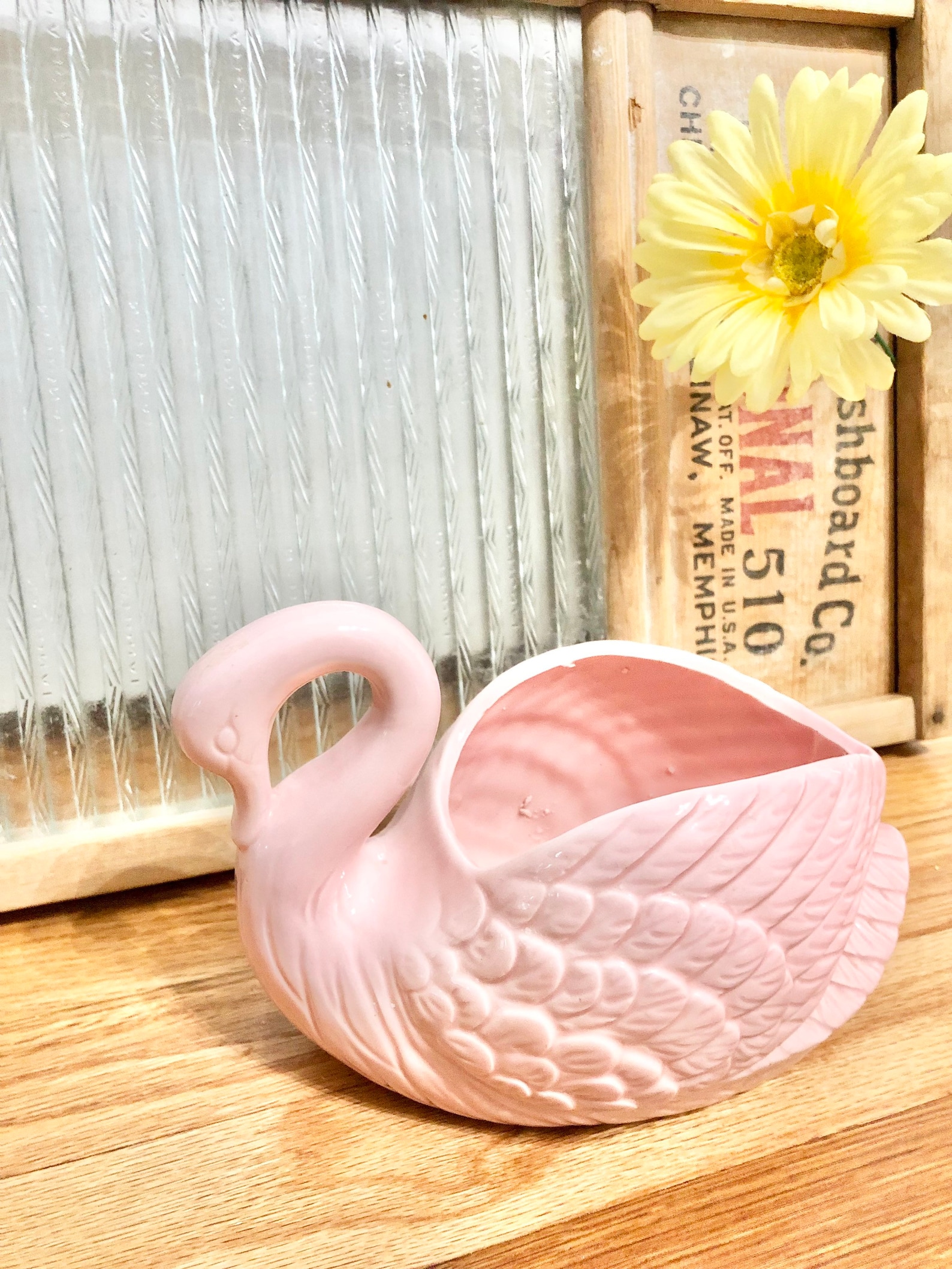 Vintage PINK Swan Ceramic Planter / Large Pink Swan Planter / Etsy