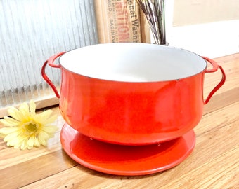 Vintage Dansk Kobenstyle Red Enamel Dutch Oven: Mid-century