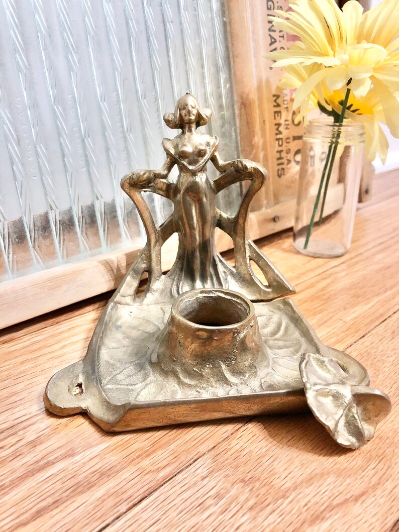 RARE Vintage 1920's Art Deco BRASS Inkwell Stand / Antique Etsy