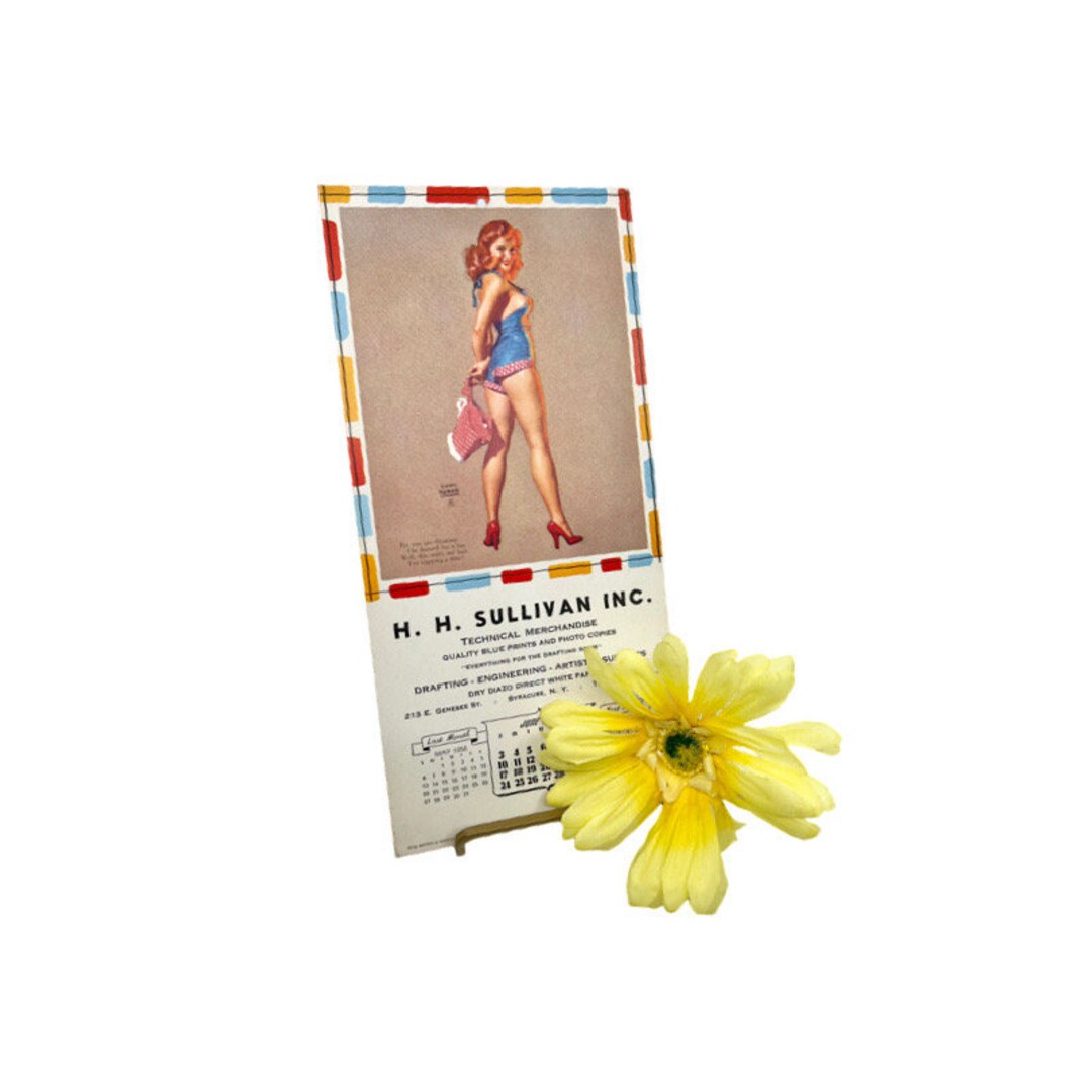 Vintage Earl Moran Pinup Girl Calendar Card / RARE Earl Moran Pinup