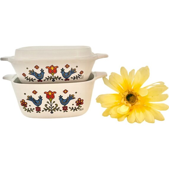 Vintage Corning Ware Country Festival Petite Casserole Set