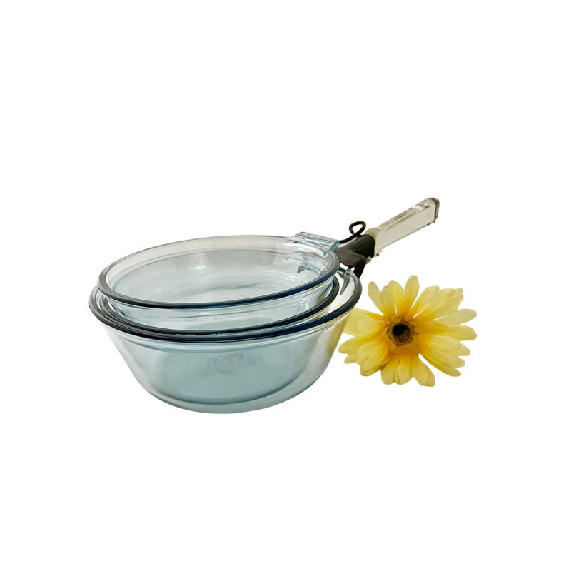 Vintage Pyrex Flameware SET of 3 Stovetop Glass Pots/pans