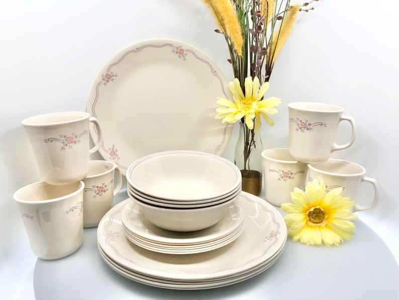 Vintage Corelle/corning English Breakfast Dinnerware 24 Piece Etsy