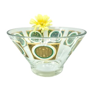 Vintage Pasinski 22KT Gold Glass Serving Bowl / Mid-Century Pasinski Glass Serving Bowl / Pasinski Glass Bowl
