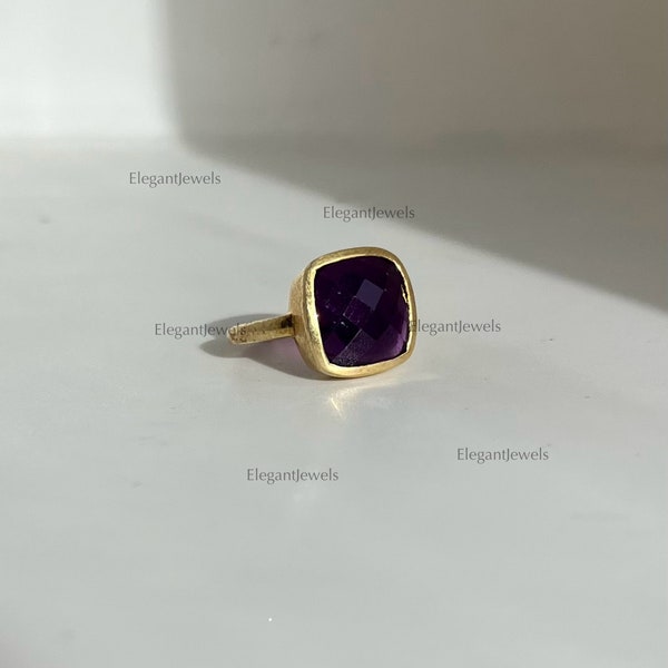 Amethyst Silver Ring | Pomellato Style Ring | Nudo Ring for Women | February Birthstone Ring | Vintage Amethyst Ring | Cushion Cut Gemstone