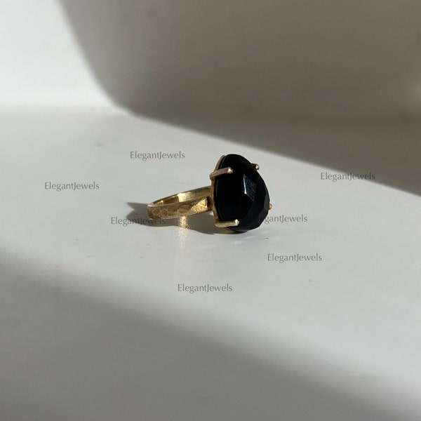 Black Onyx Silver Ring | Pomellato Inspired Ring | Vinage Gemstone Ring | Triquetra Design Ring